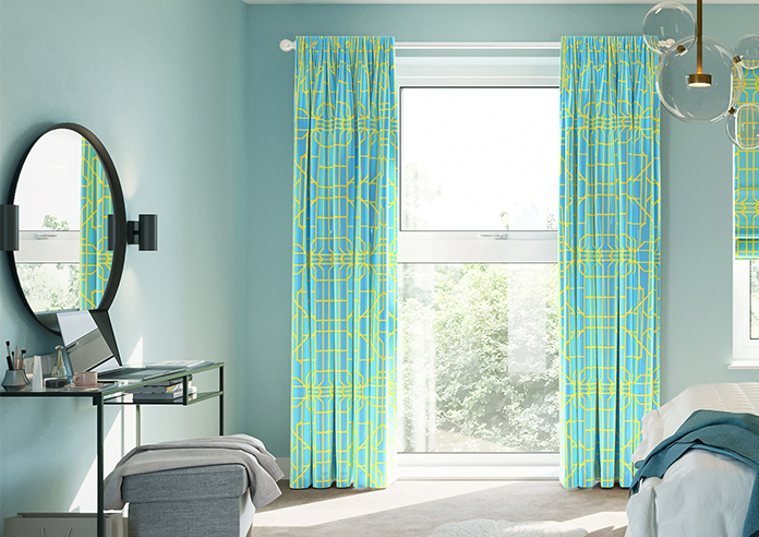 Bamboo Candy, Yellow Blue - Made To Measure Curtains - Image 3